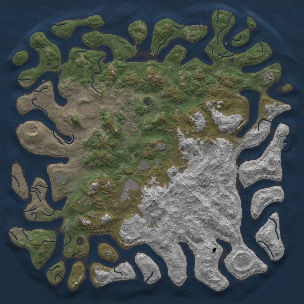 Rust Map: Procedural Map, Size: 6000, Seed: 1174039725, 16 Monuments