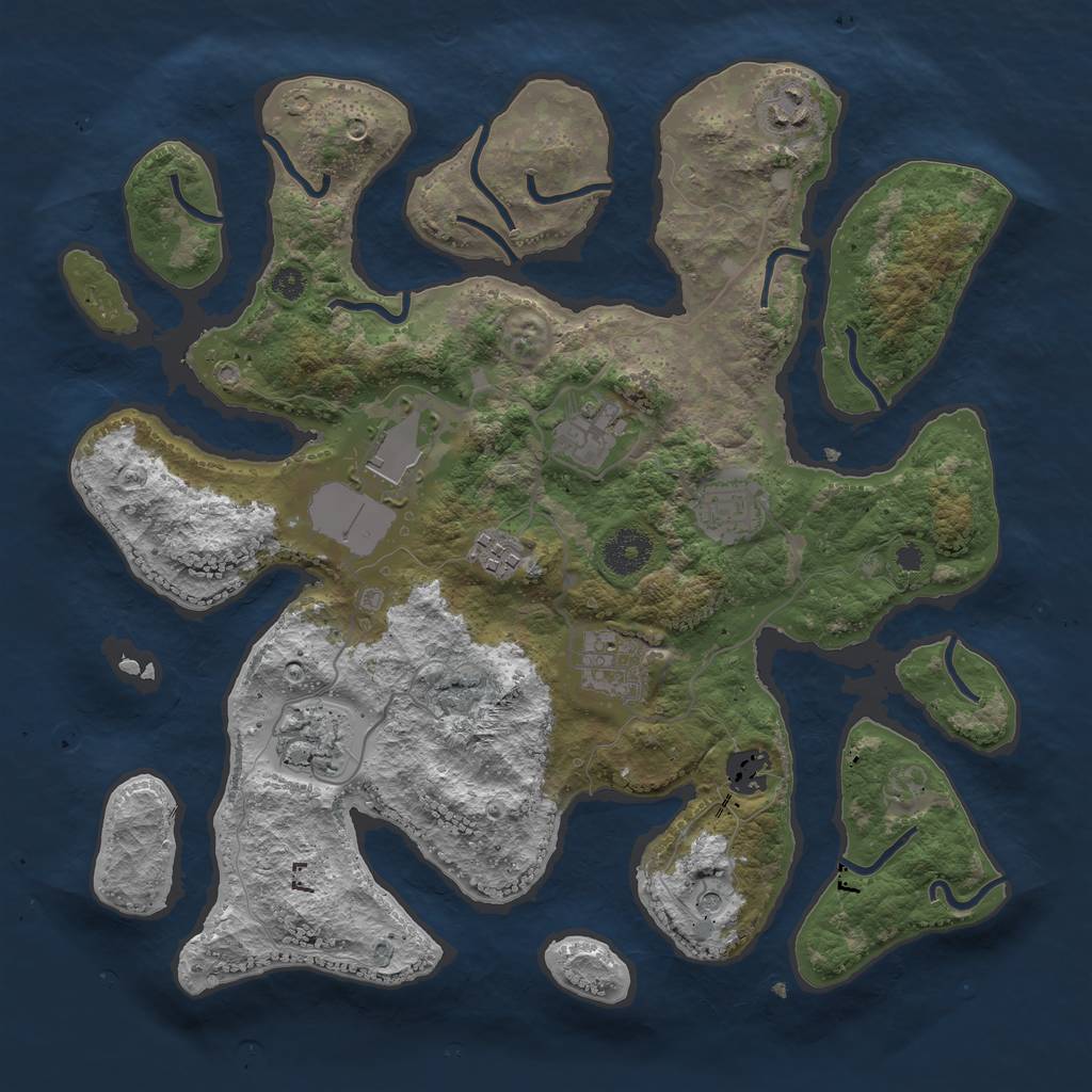 Rust Map: Procedural Map, Size: 3500, Seed: 252804340, 11 Monuments