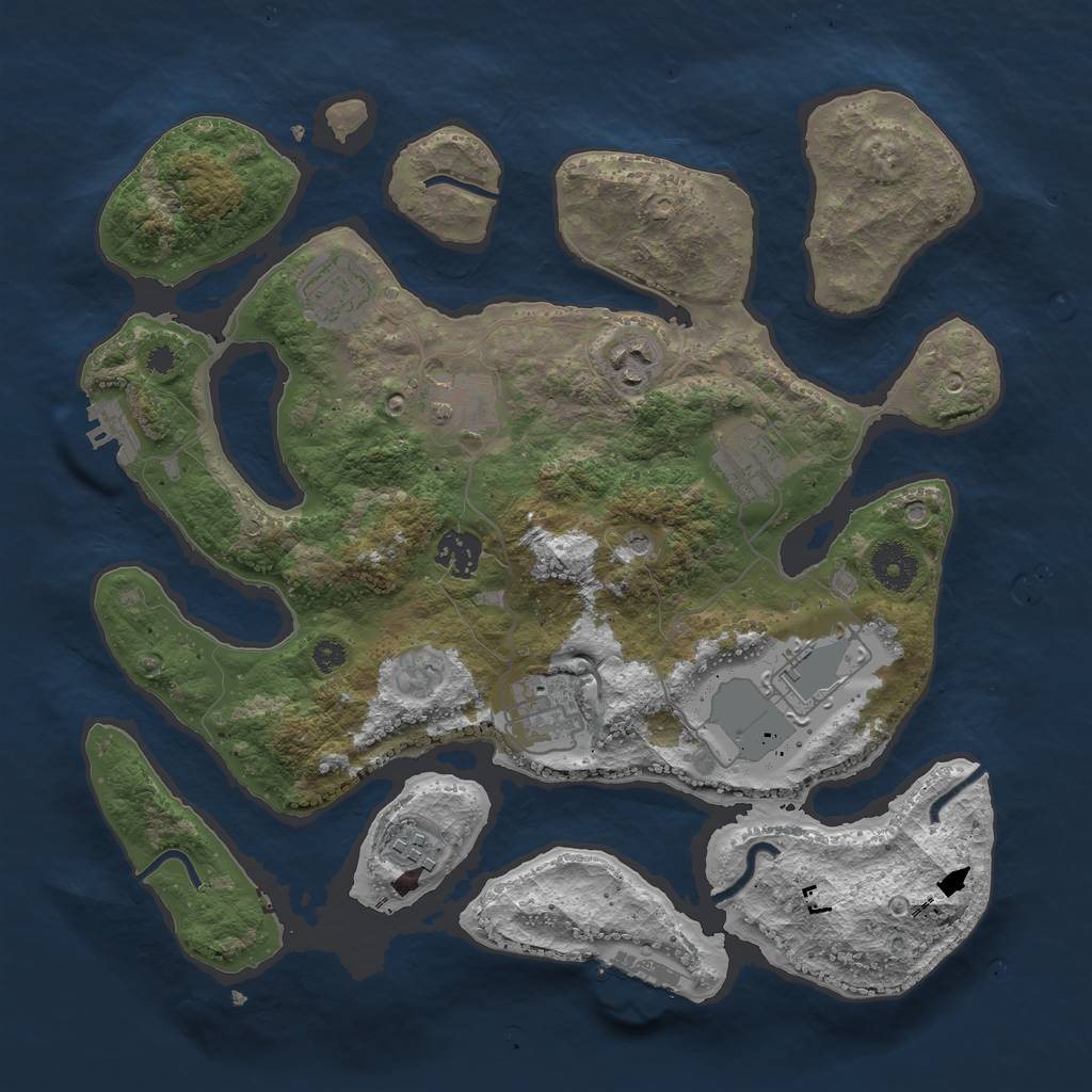 Rust Map: Procedural Map, Size: 3500, Seed: 907851, 13 Monuments