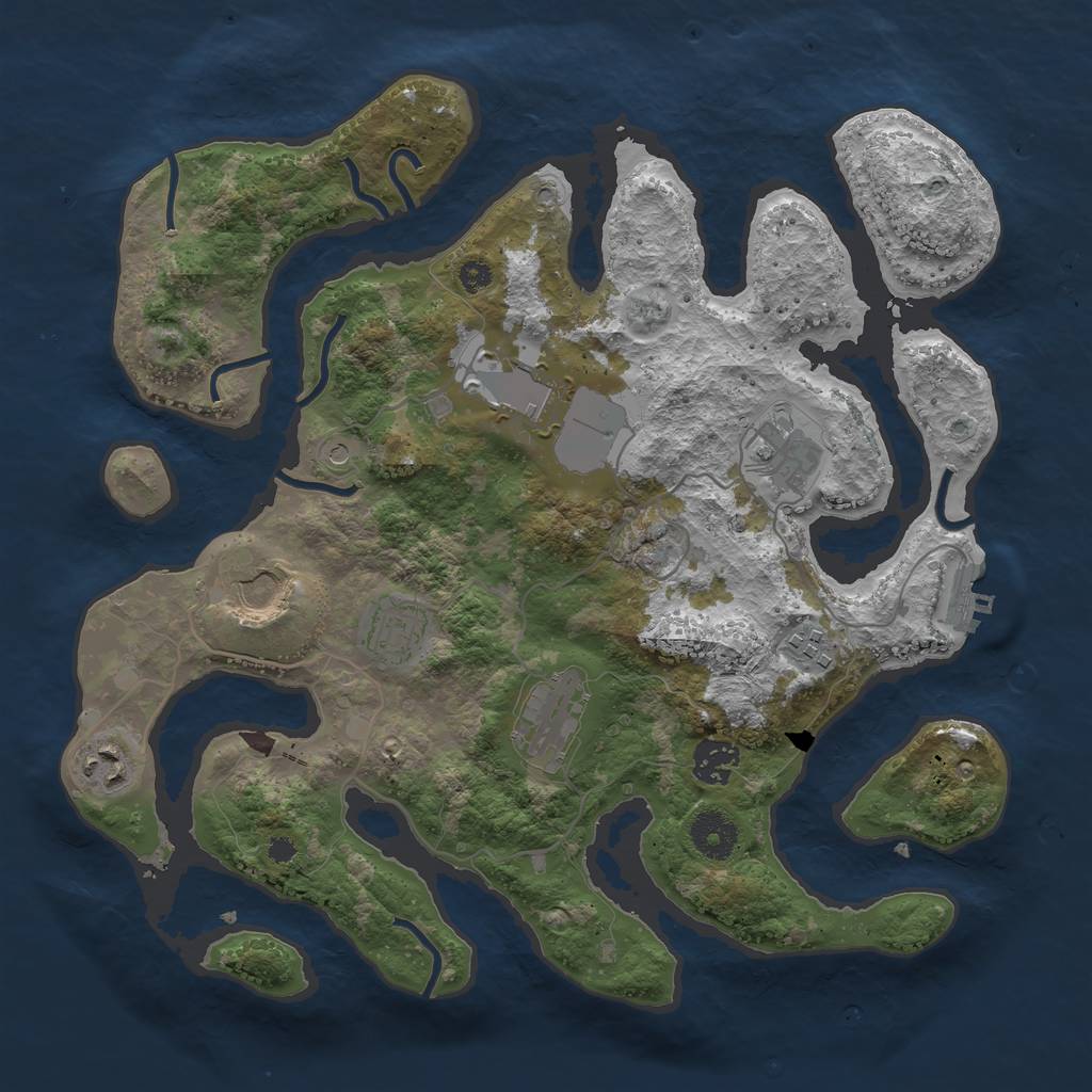 Rust Map: Procedural Map, Size: 3500, Seed: 965940, 12 Monuments