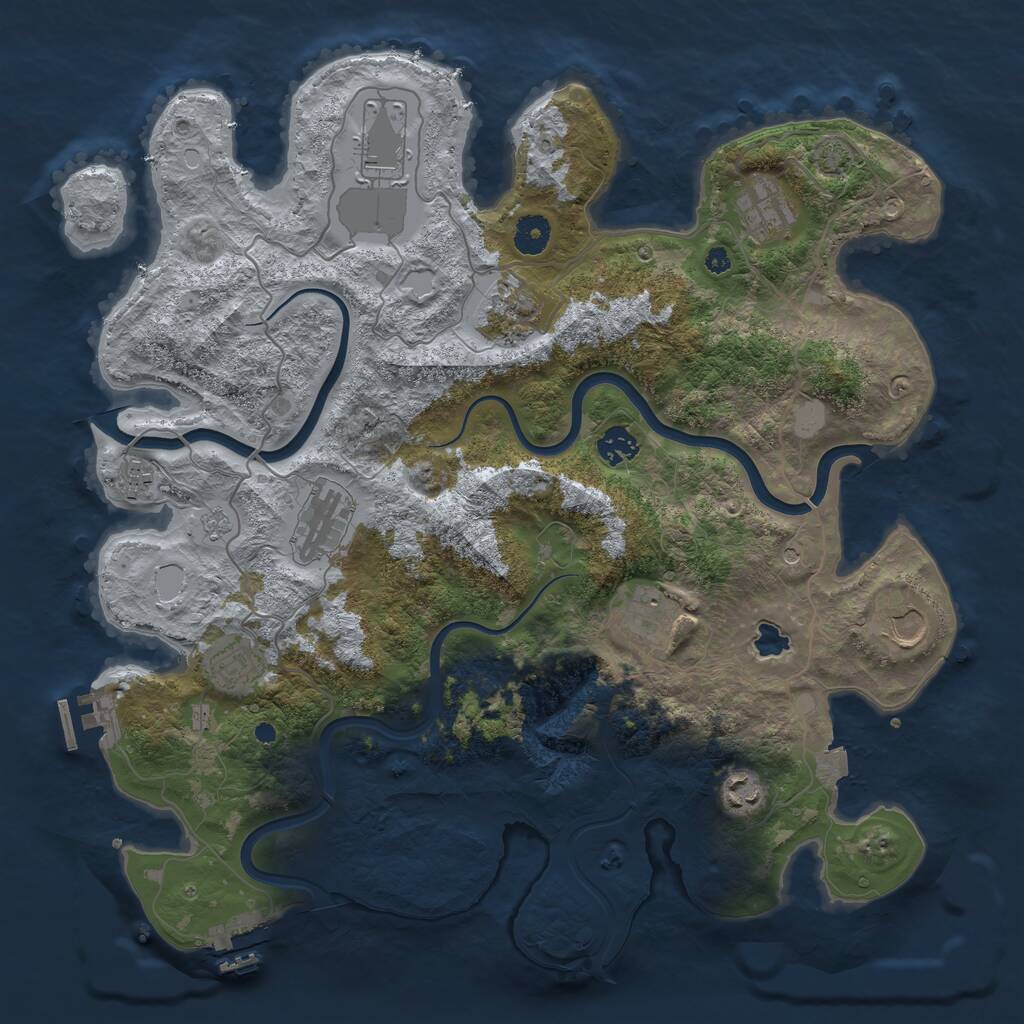 Rust Map: Procedural Map, Size: 4000, Seed: 1221325, 16 Monuments