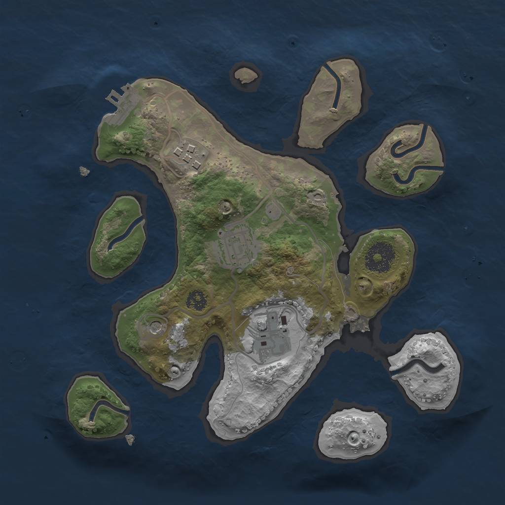 Rust Map: Procedural Map, Size: 2500, Seed: 97447878, 7 Monuments