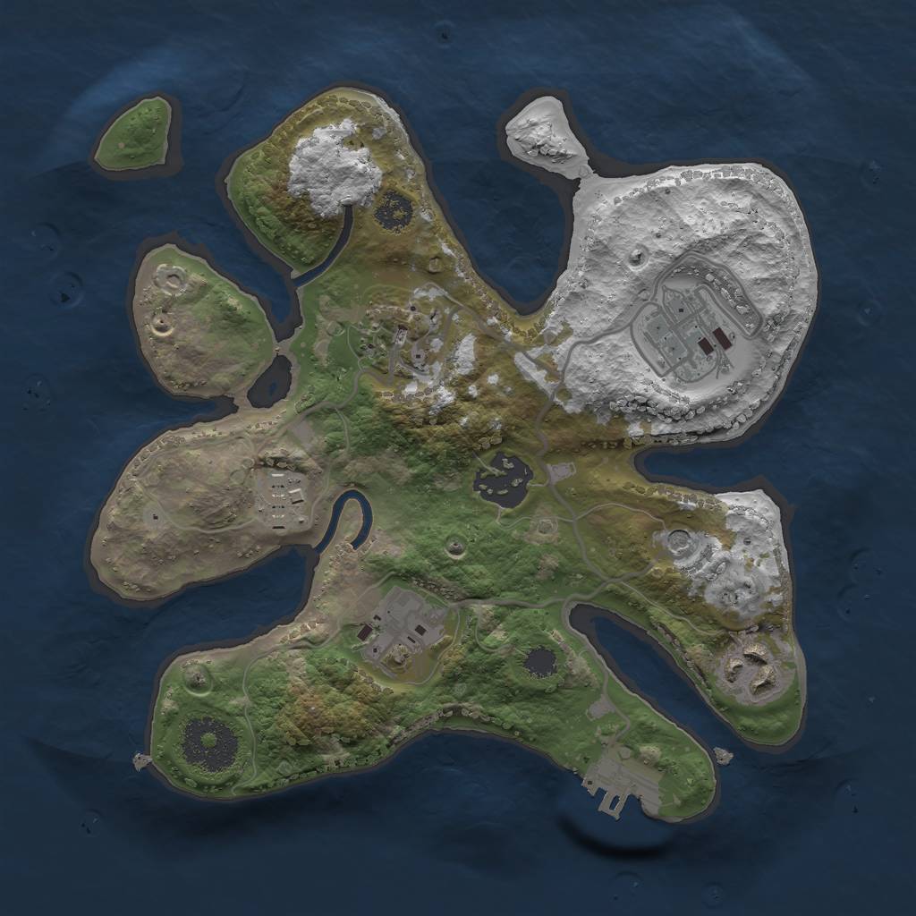 Rust Map: Procedural Map, Size: 2500, Seed: 1042506640, 10 Monuments