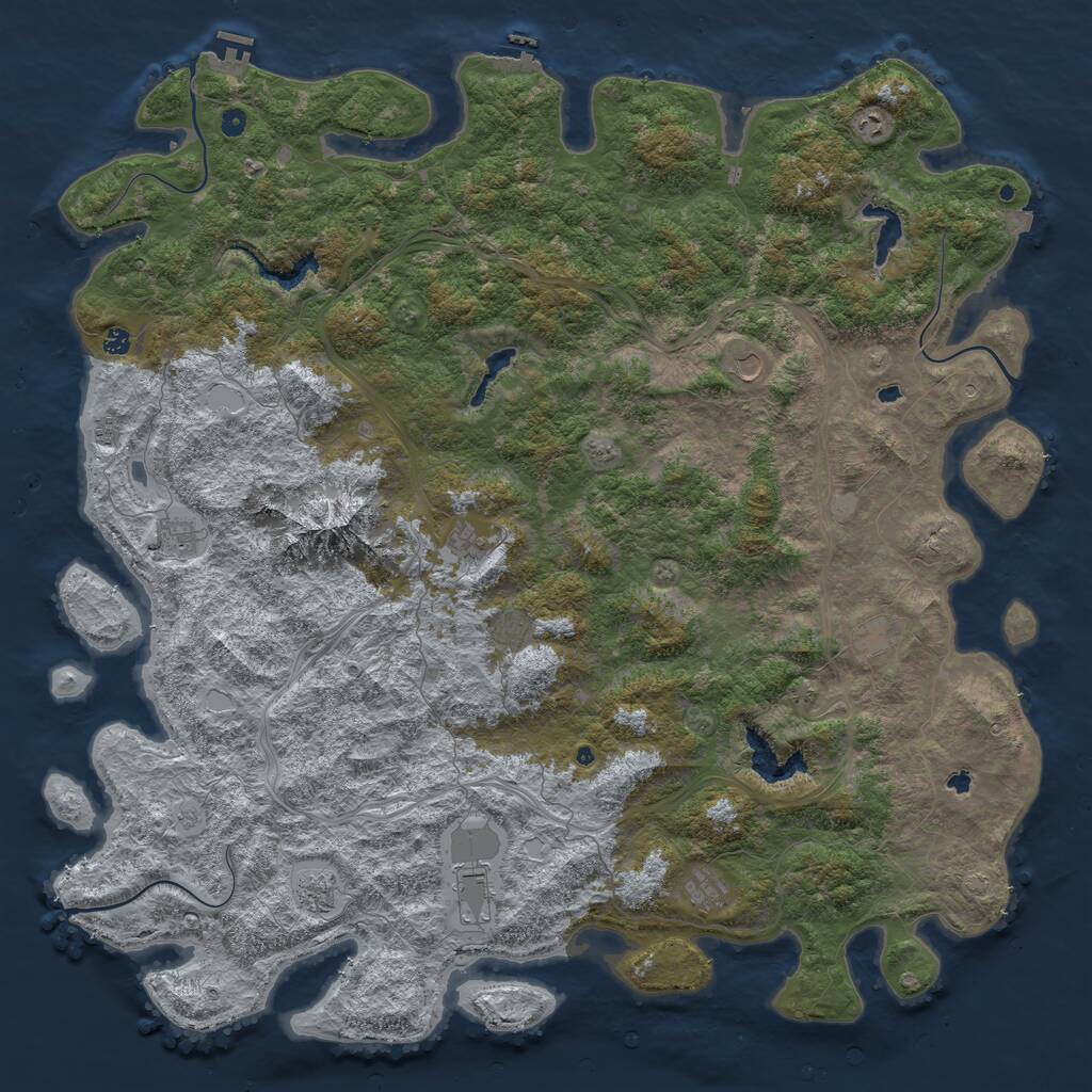 Rust Map: Procedural Map, Size: 6000, Seed: 25262730, 17 Monuments