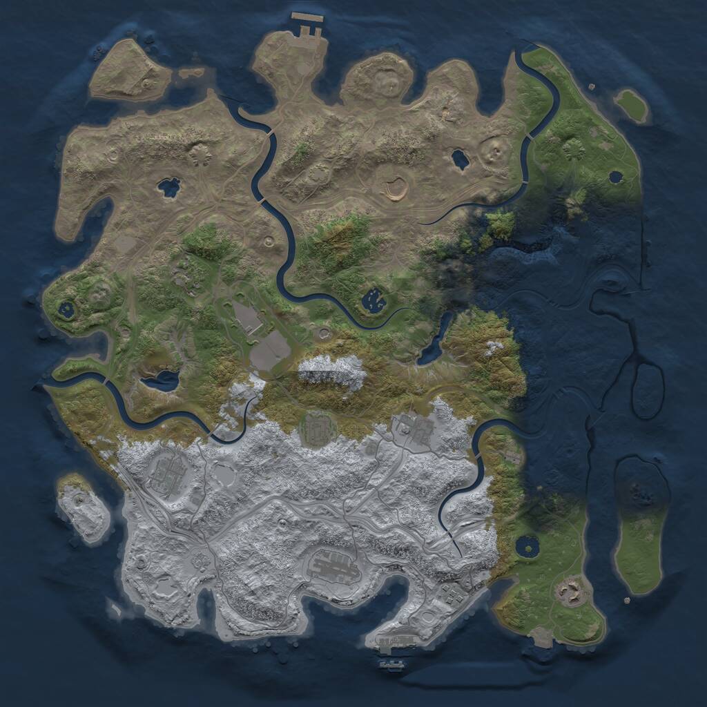 Rust Map: Procedural Map, Size: 4500, Seed: 563061017, 16 Monuments