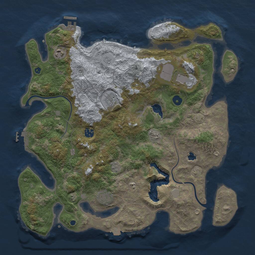 Rust Map: Procedural Map, Size: 4000, Seed: 318336431, 12 Monuments
