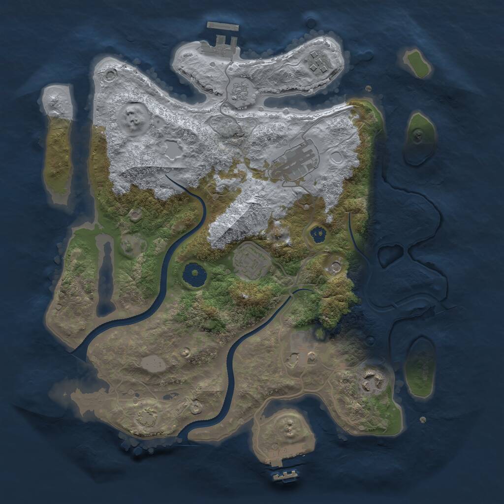 Rust Map: Procedural Map, Size: 3200, Seed: 2134215, 11 Monuments