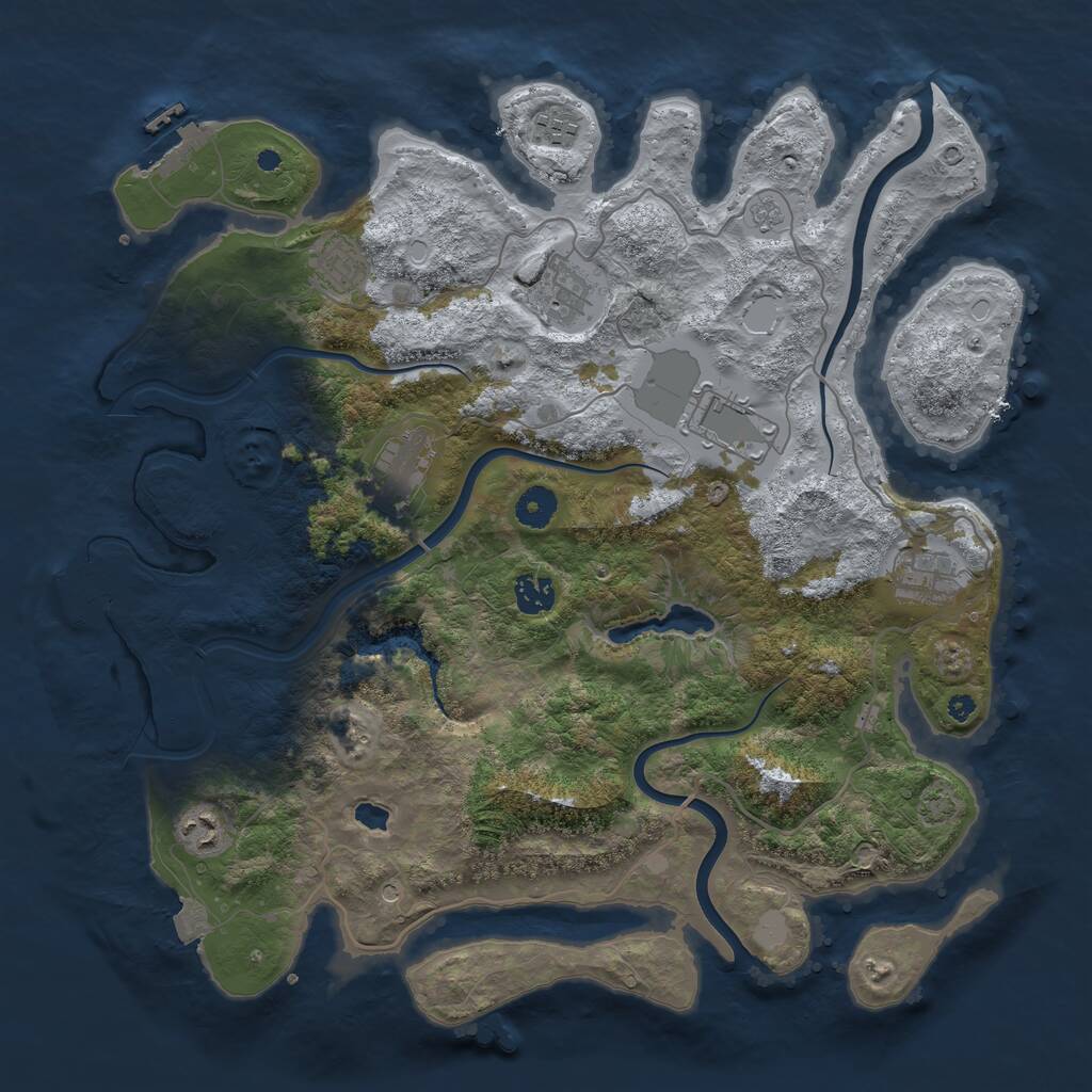 Rust Map: Procedural Map, Size: 4000, Seed: 1739287193, 14 Monuments