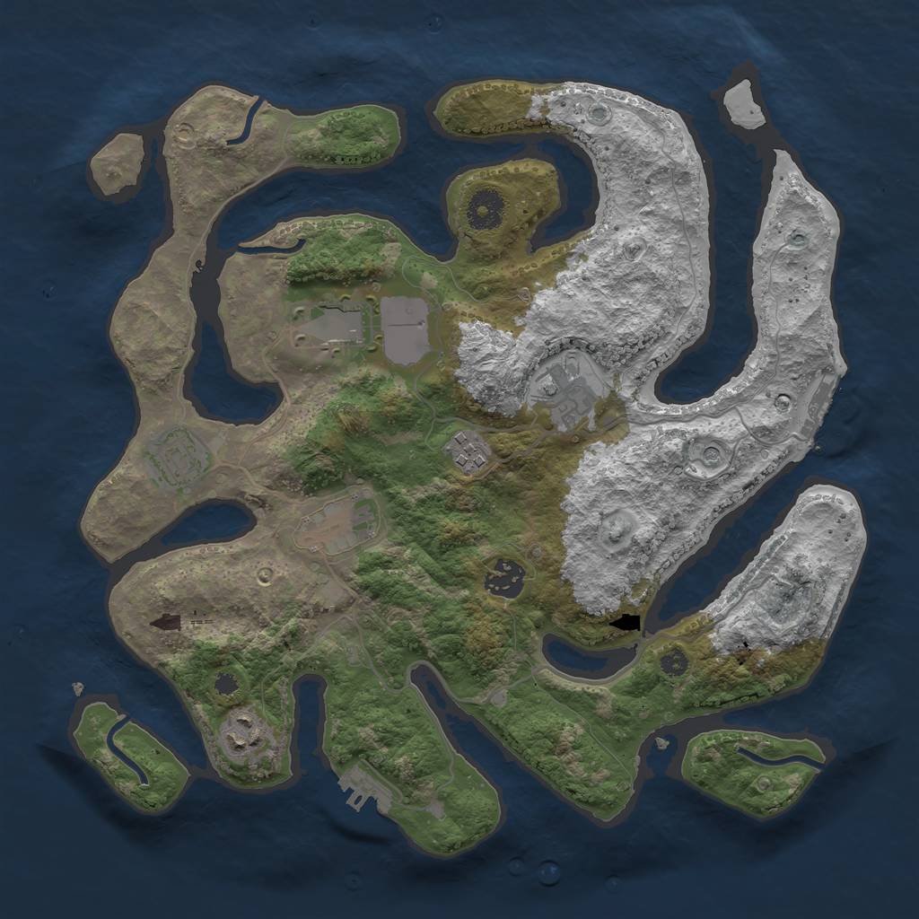 Rust Map: Procedural Map, Size: 3500, Seed: 210398217, 12 Monuments