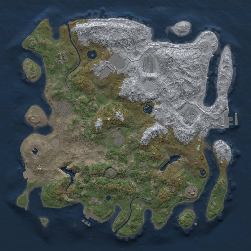 Rust Map: Procedural Map, Size: 4000, Seed: 14828015, 14 Monuments