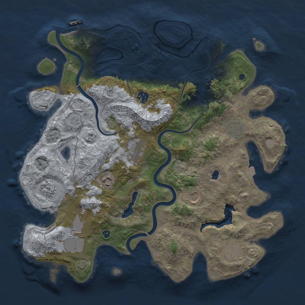Rust Map: Procedural Map, Size: 4000, Seed: 1830287184, 14 Monuments