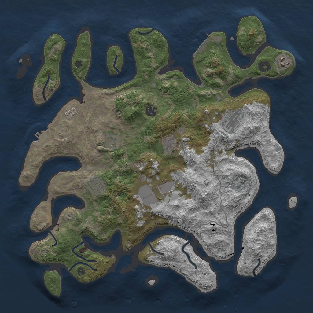 Rust Map: Procedural Map, Size: 4000, Seed: 564897231, 13 Monuments