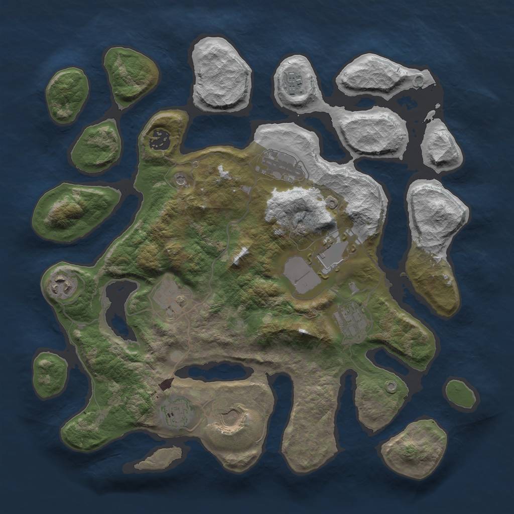 Rust Map: Barren, Size: 3600, Seed: 988738, 12 Monuments