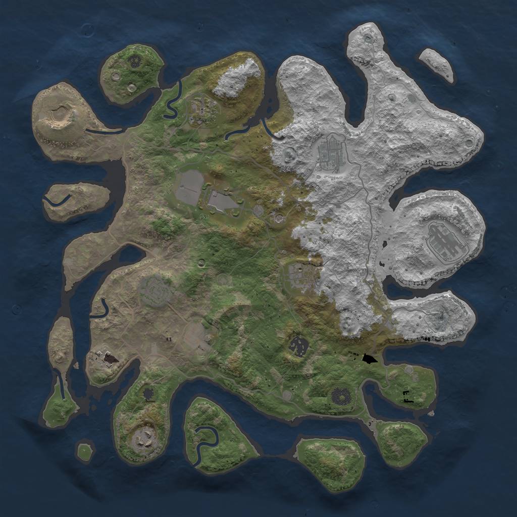 Rust Map: Procedural Map, Size: 4000, Seed: 287421, 14 Monuments