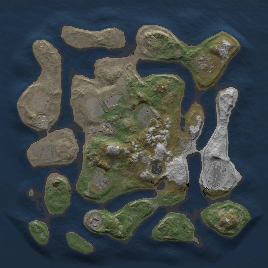 Rust Map: Barren, Size: 3600, Seed: 931990, 13 Monuments