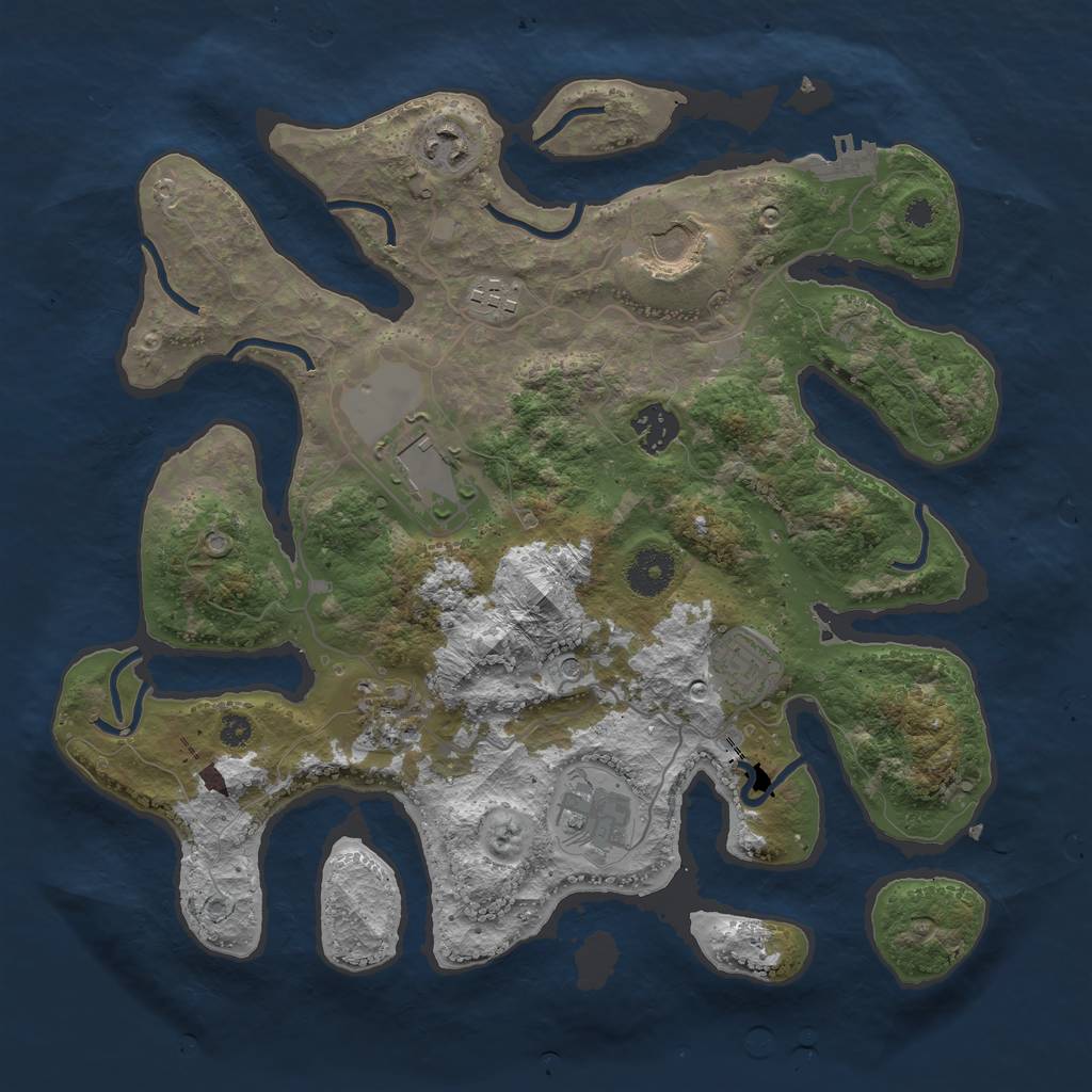 Rust Map: Procedural Map, Size: 3500, Seed: 2124018665, 12 Monuments