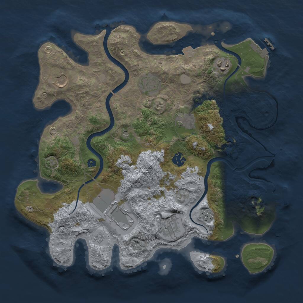 Rust Map: Procedural Map, Size: 3500, Seed: 2124018665, 14 Monuments