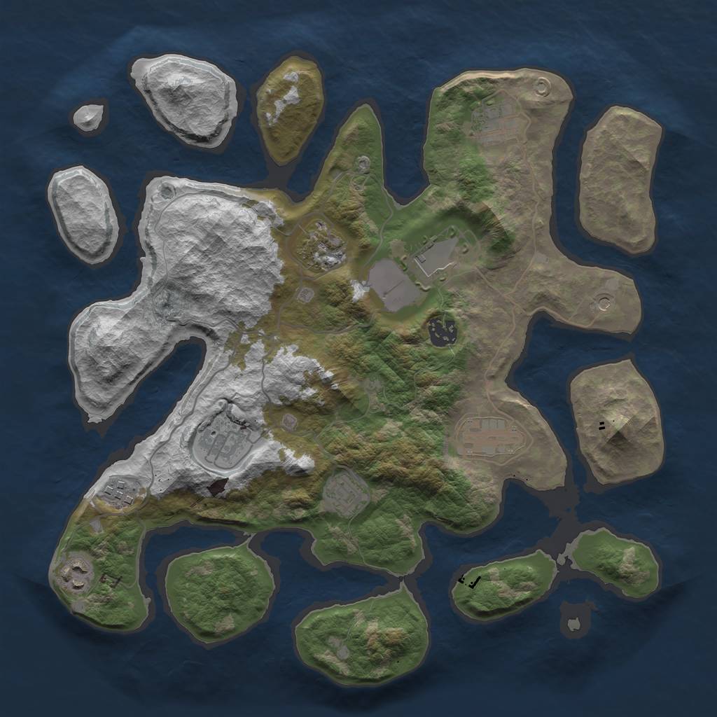 Rust Map: Barren, Size: 3600, Seed: 760980, 12 Monuments