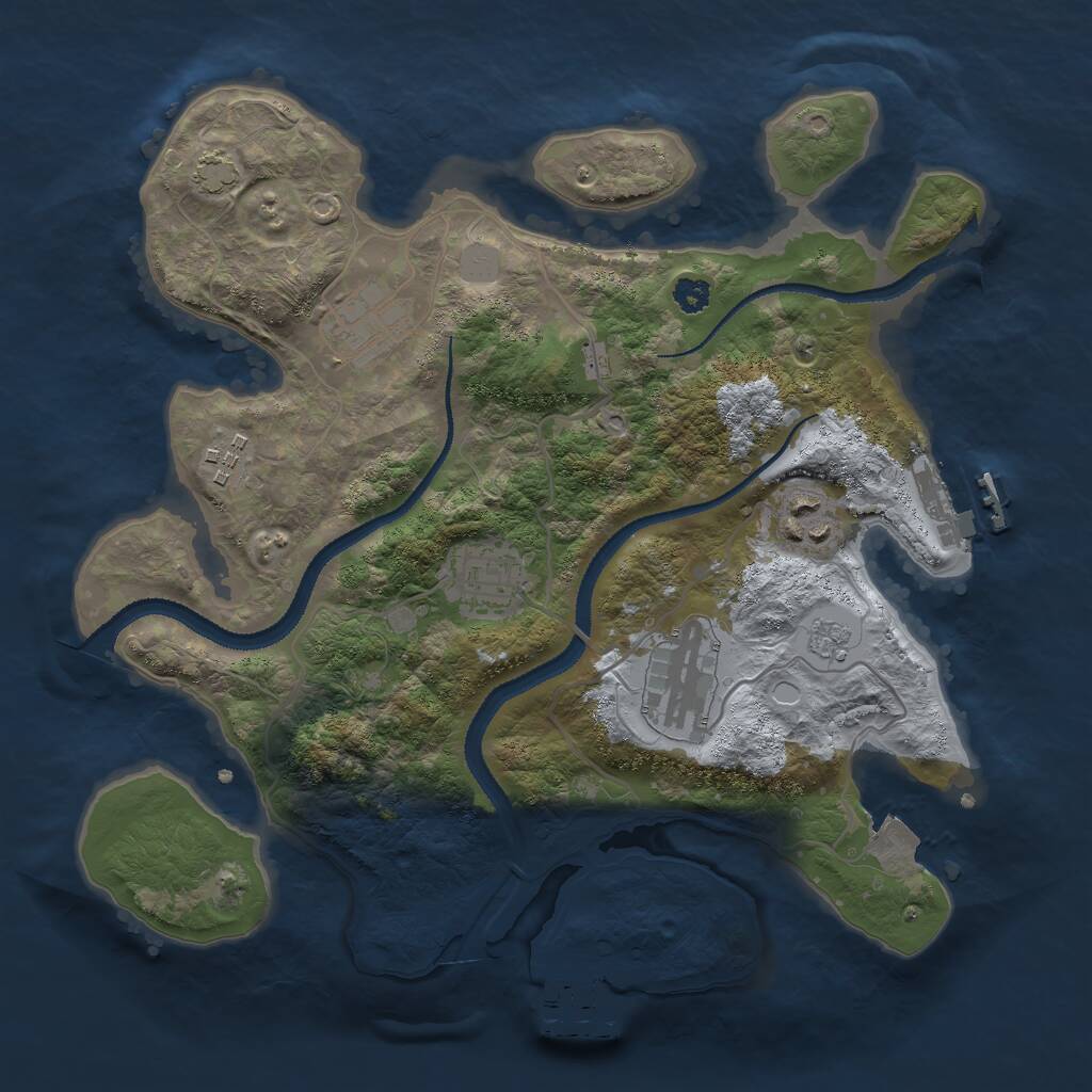 Rust Map: Procedural Map, Size: 3000, Seed: 65241, 10 Monuments
