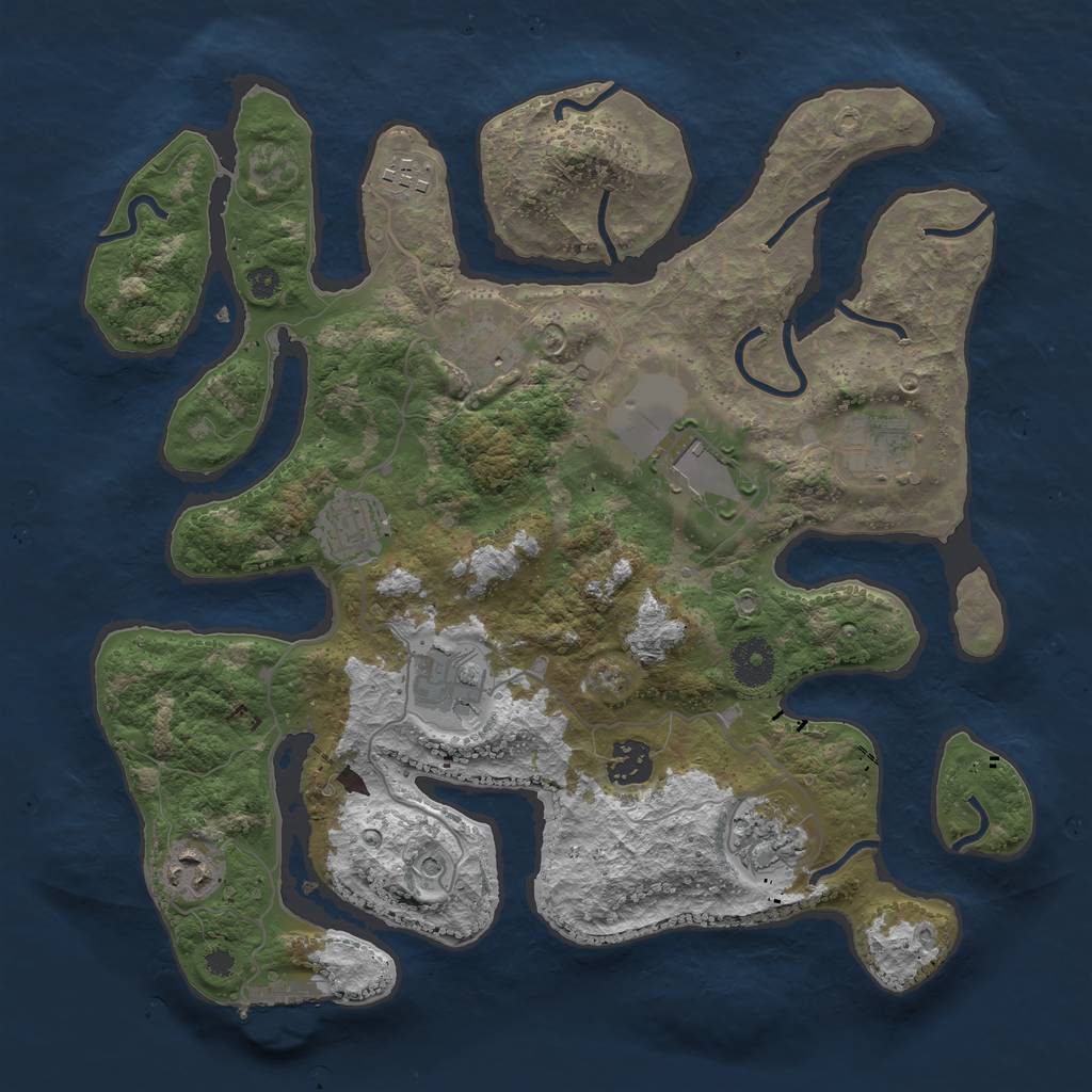 Rust Map: Procedural Map, Size: 3500, Seed: 511080, 13 Monuments