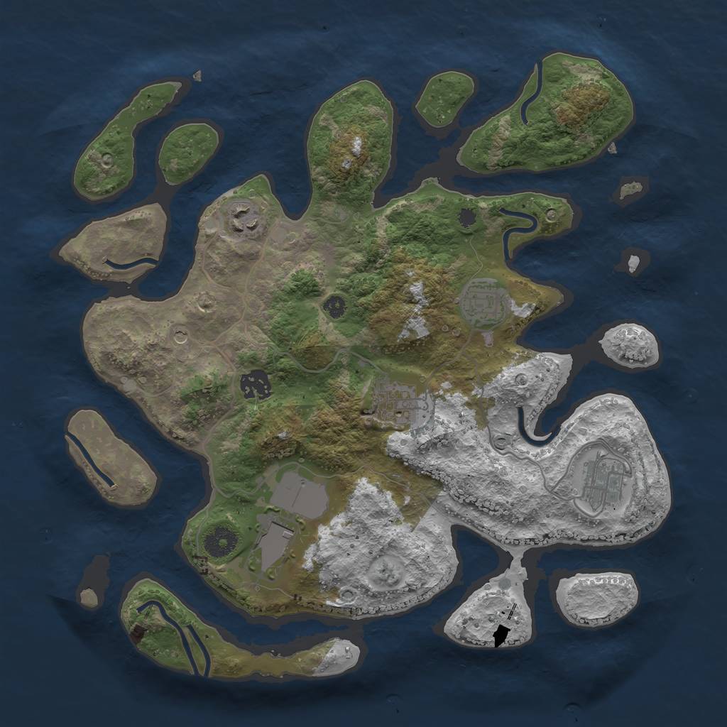 Rust Map: Procedural Map, Size: 3500, Seed: 570826, 9 Monuments