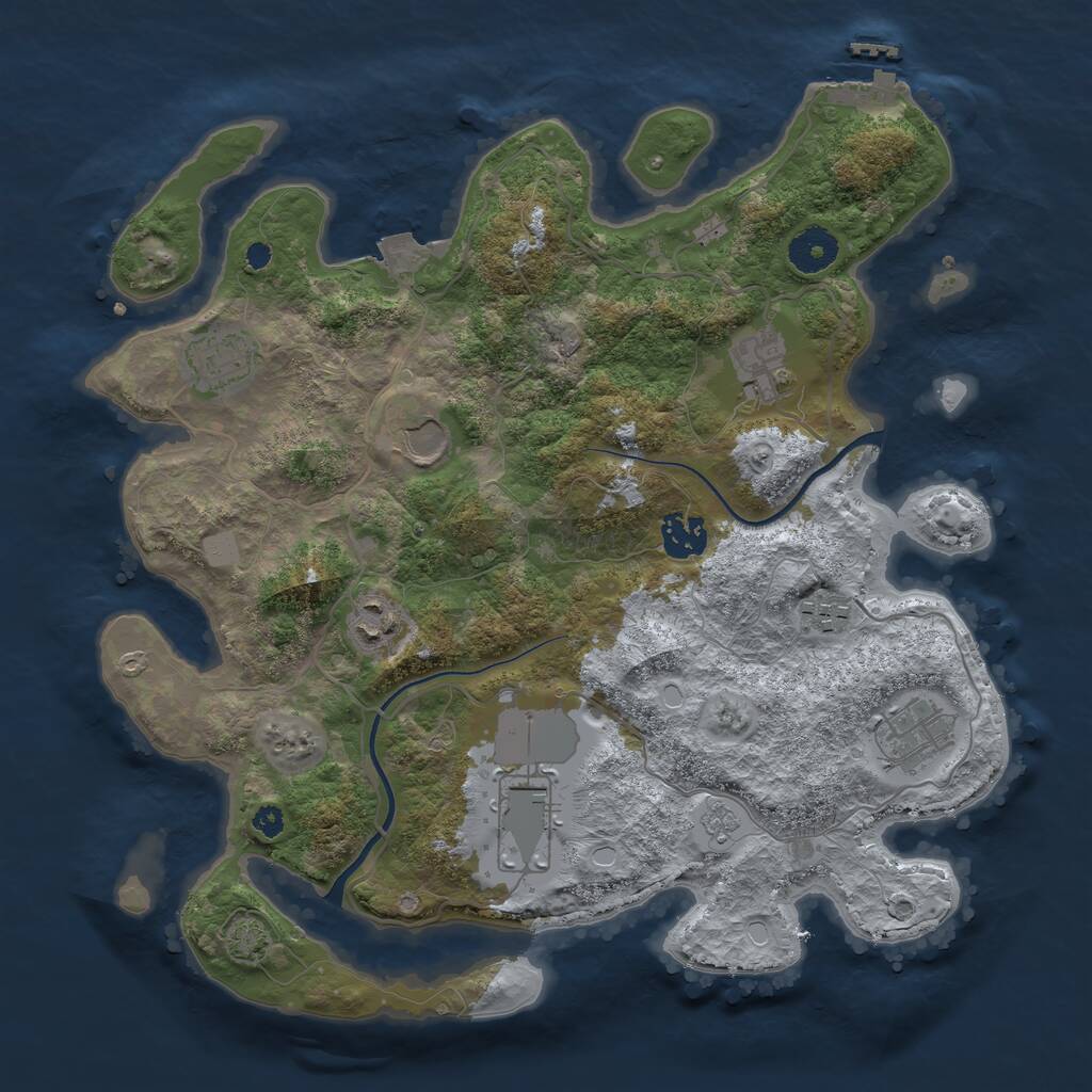 Rust Map: Procedural Map, Size: 3500, Seed: 570826, 12 Monuments
