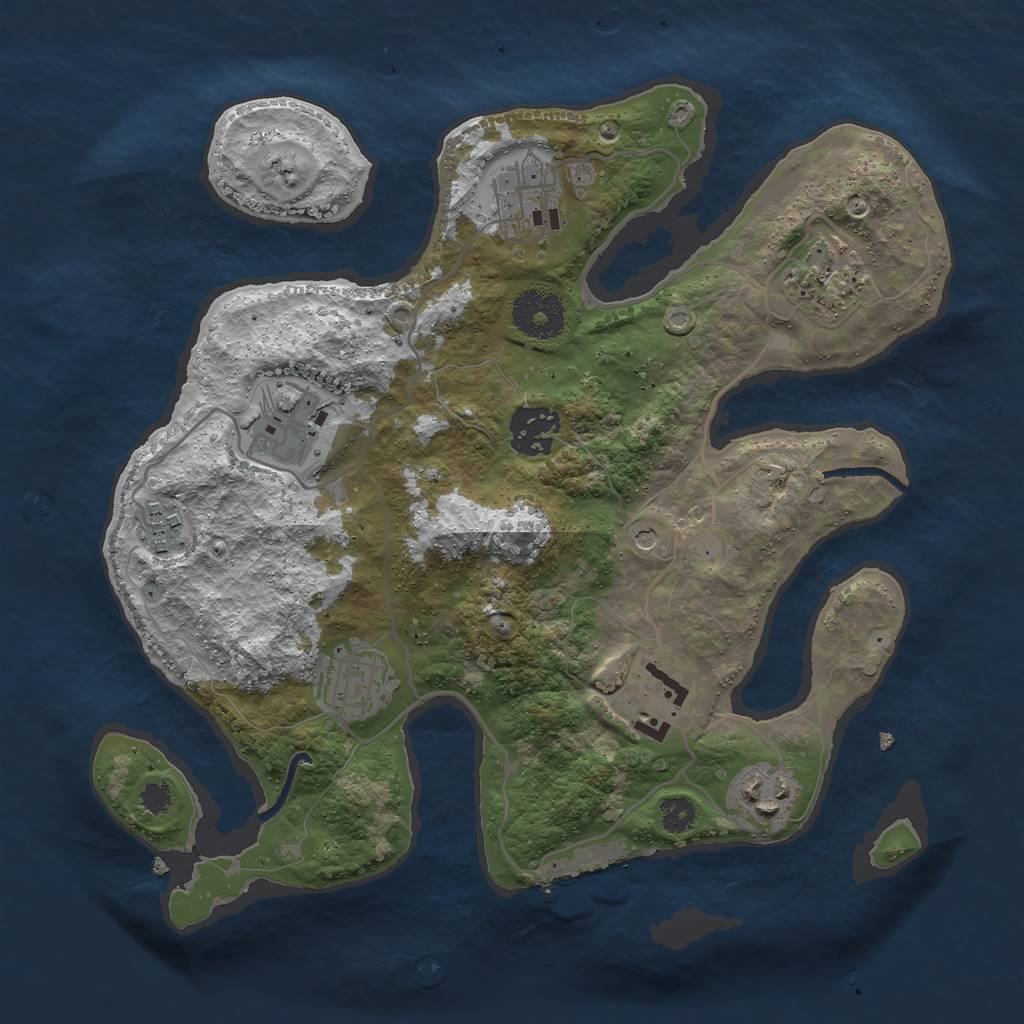 Rust Map: Procedural Map, Size: 3000, Seed: 110463, 12 Monuments