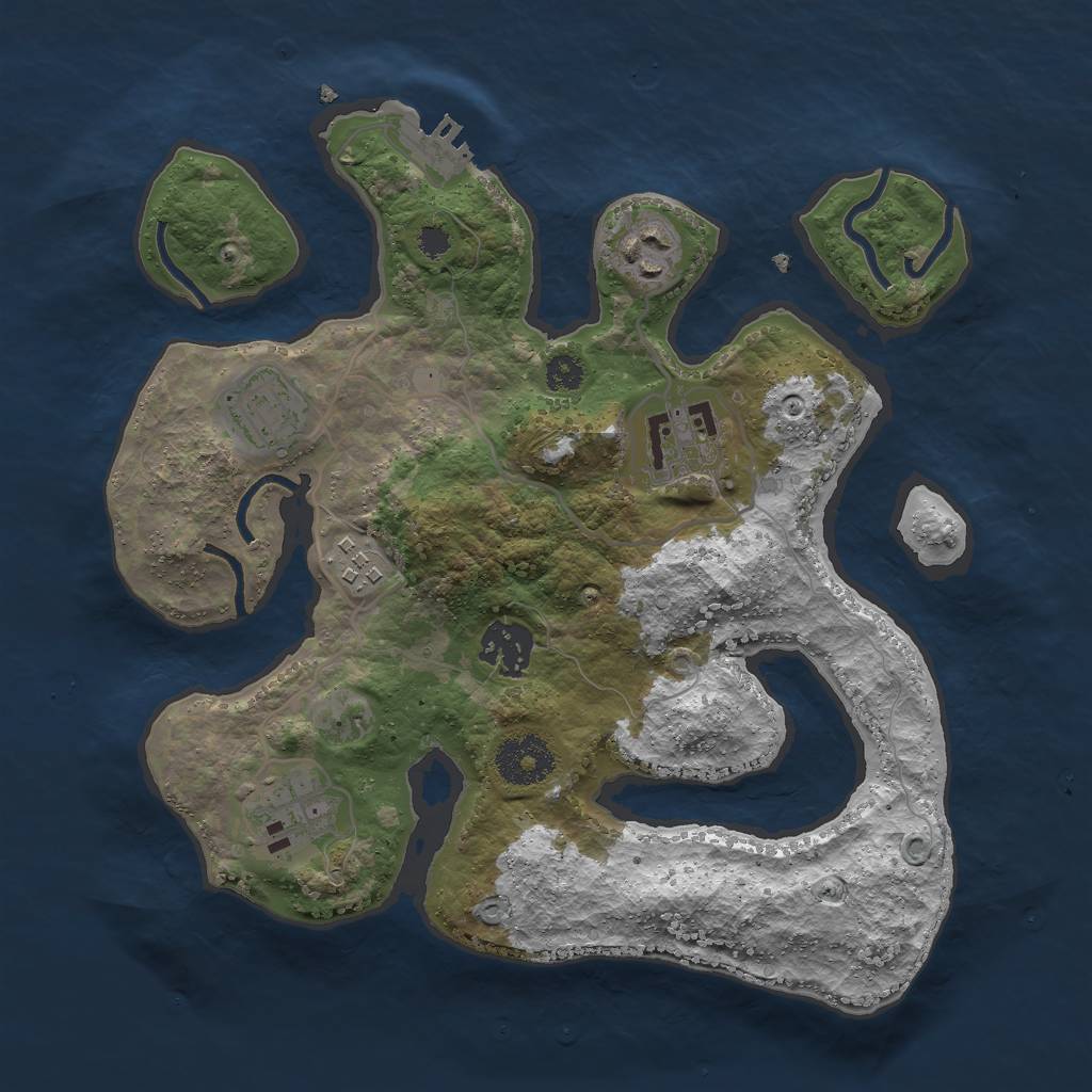 Rust Map: Procedural Map, Size: 3000, Seed: 1458688074, 9 Monuments