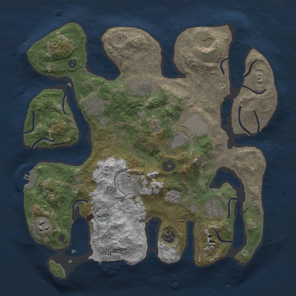 Rust Map: Procedural Map, Size: 3500, Seed: 494295, 14 Monuments