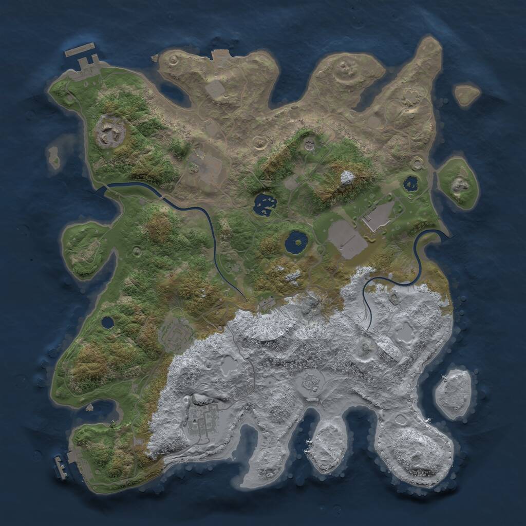 Rust Map: Procedural Map, Size: 3500, Seed: 652926, 12 Monuments