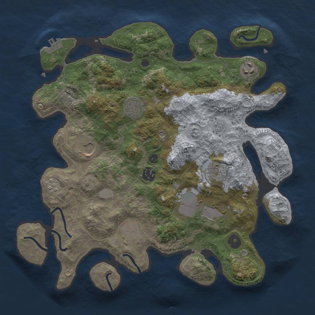 Rust Map: Procedural Map, Size: 3500, Seed: 65478, 16 Monuments