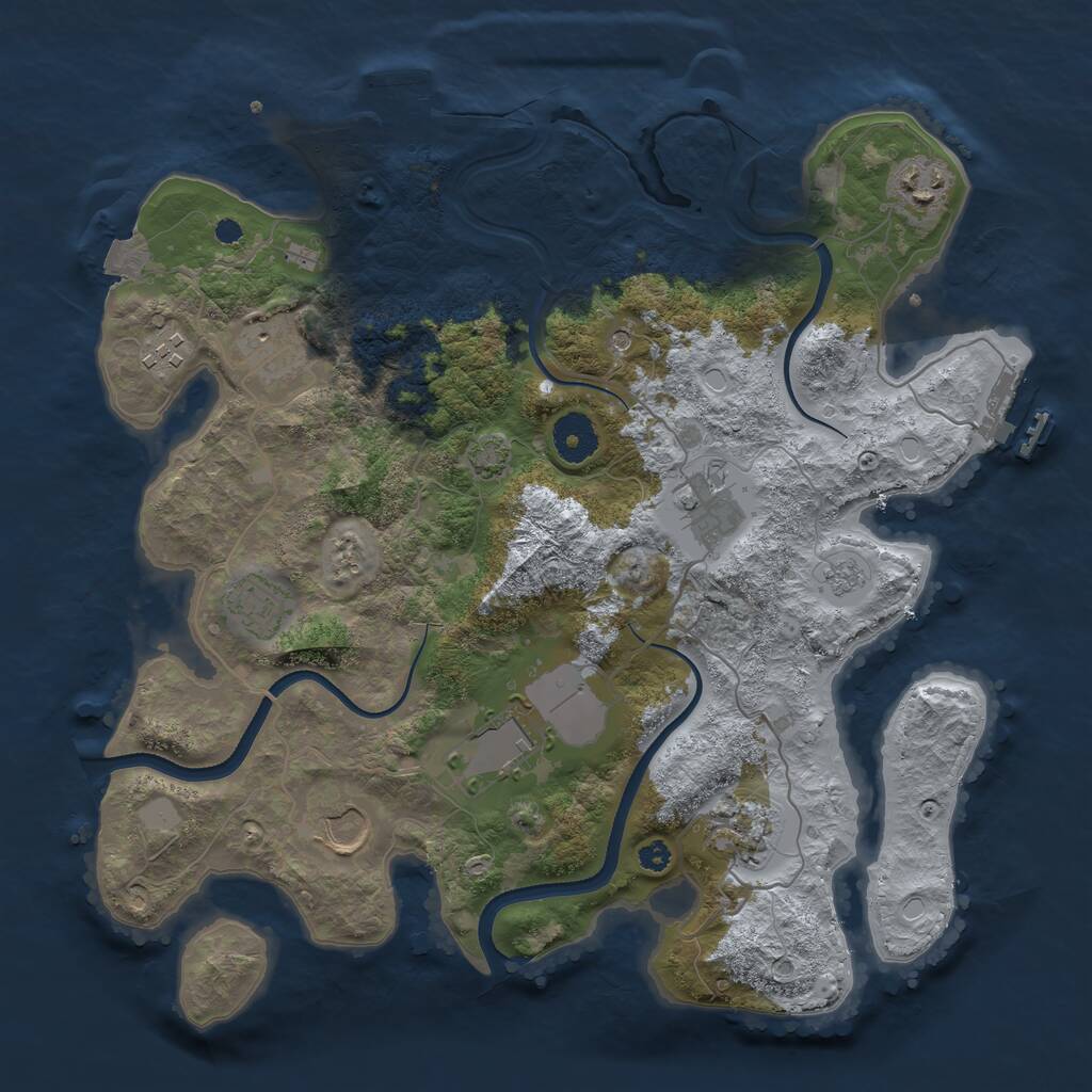 Rust Map: Procedural Map, Size: 3500, Seed: 6577, 14 Monuments