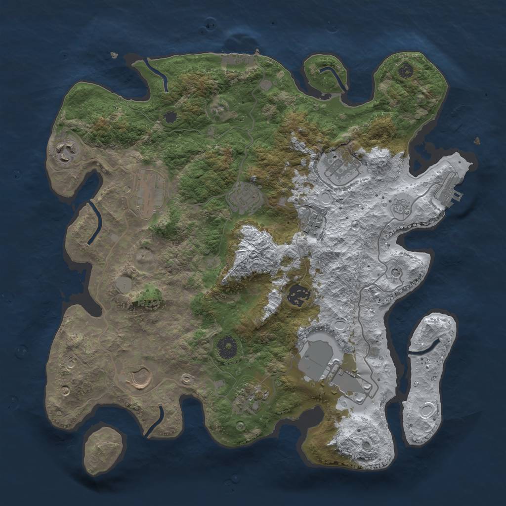 Rust Map: Procedural Map, Size: 3500, Seed: 6577, 18 Monuments