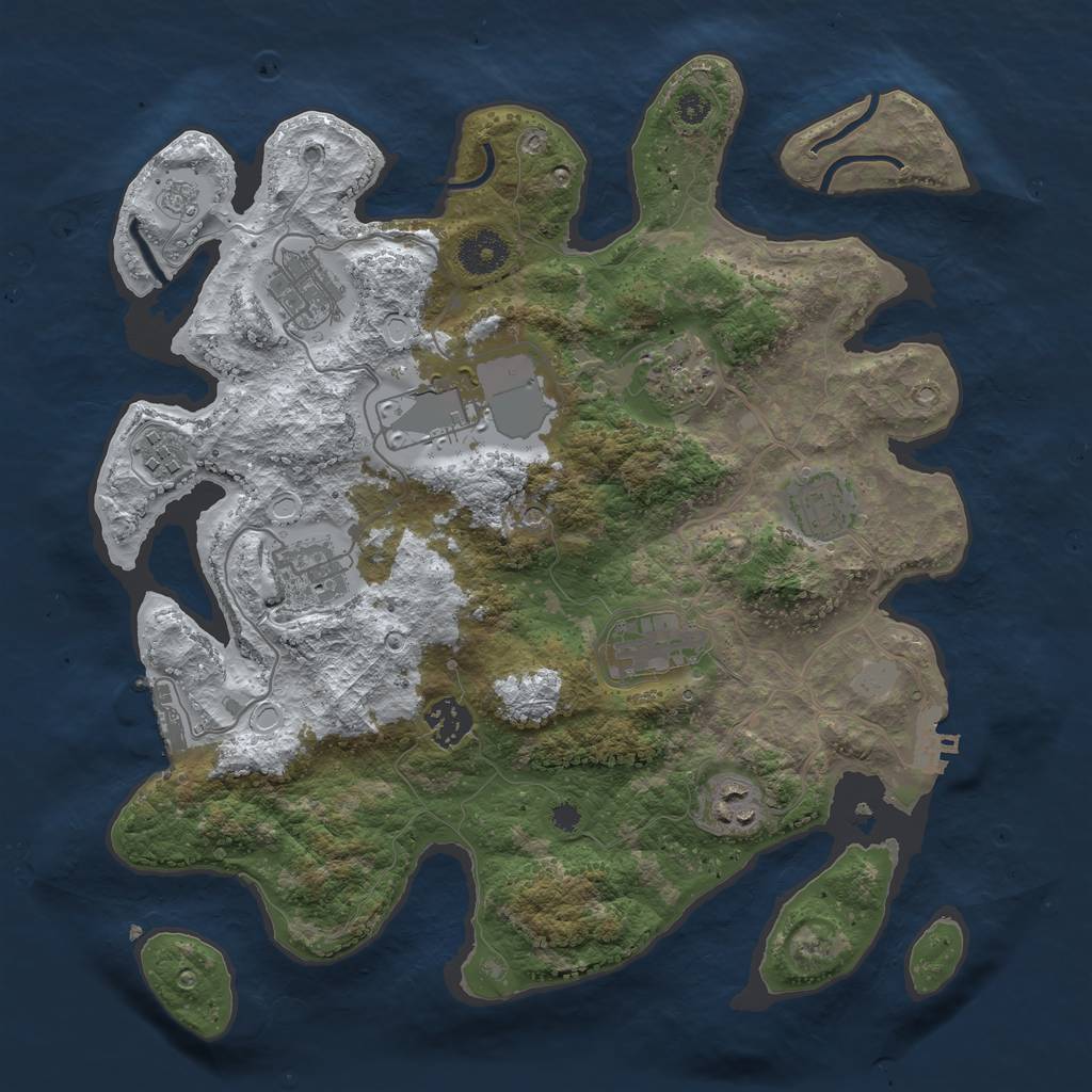 Rust Map: Procedural Map, Size: 3500, Seed: 1536684958, 18 Monuments