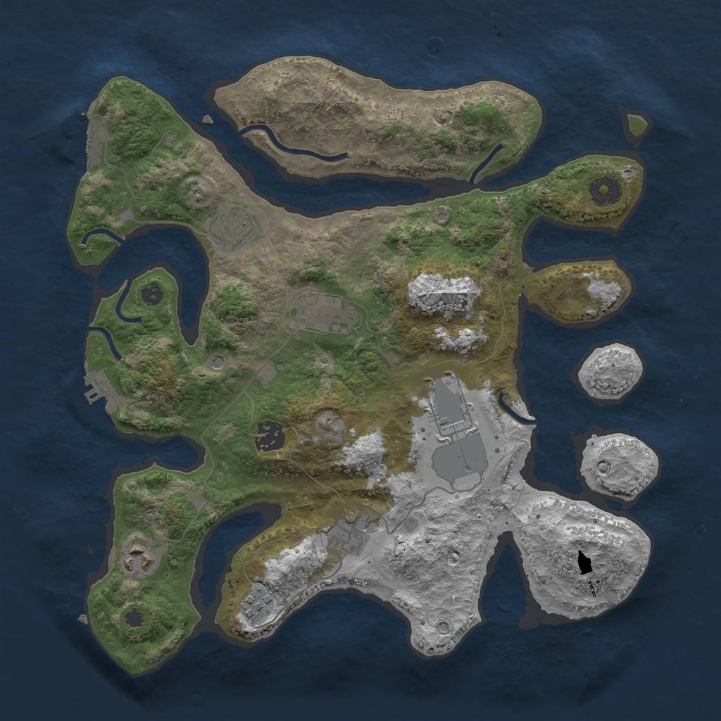 Rust Map: Procedural Map, Size: 3500, Seed: 45125, 12 Monuments