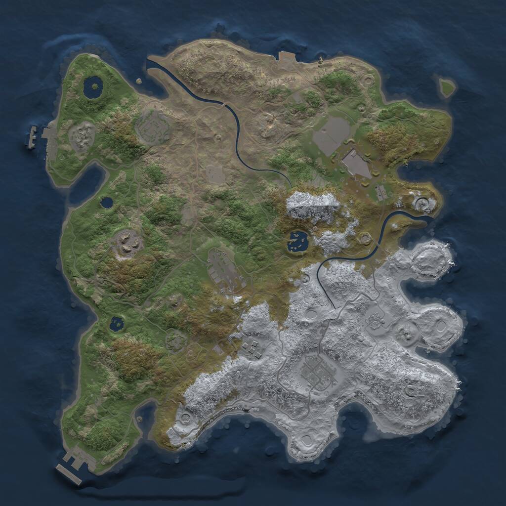 Rust Map: Procedural Map, Size: 3500, Seed: 45125, 13 Monuments