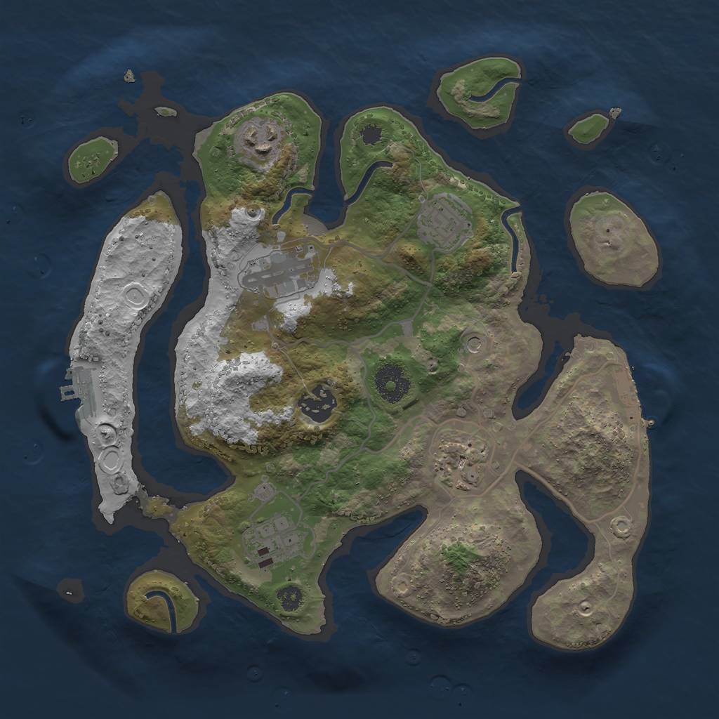 Rust Map: Procedural Map, Size: 3000, Seed: 58967, 17 Monuments