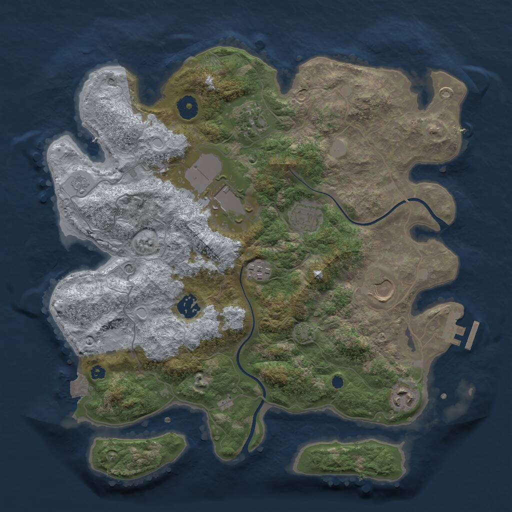 Rust Map: Procedural Map, Size: 3500, Seed: 61286, 12 Monuments