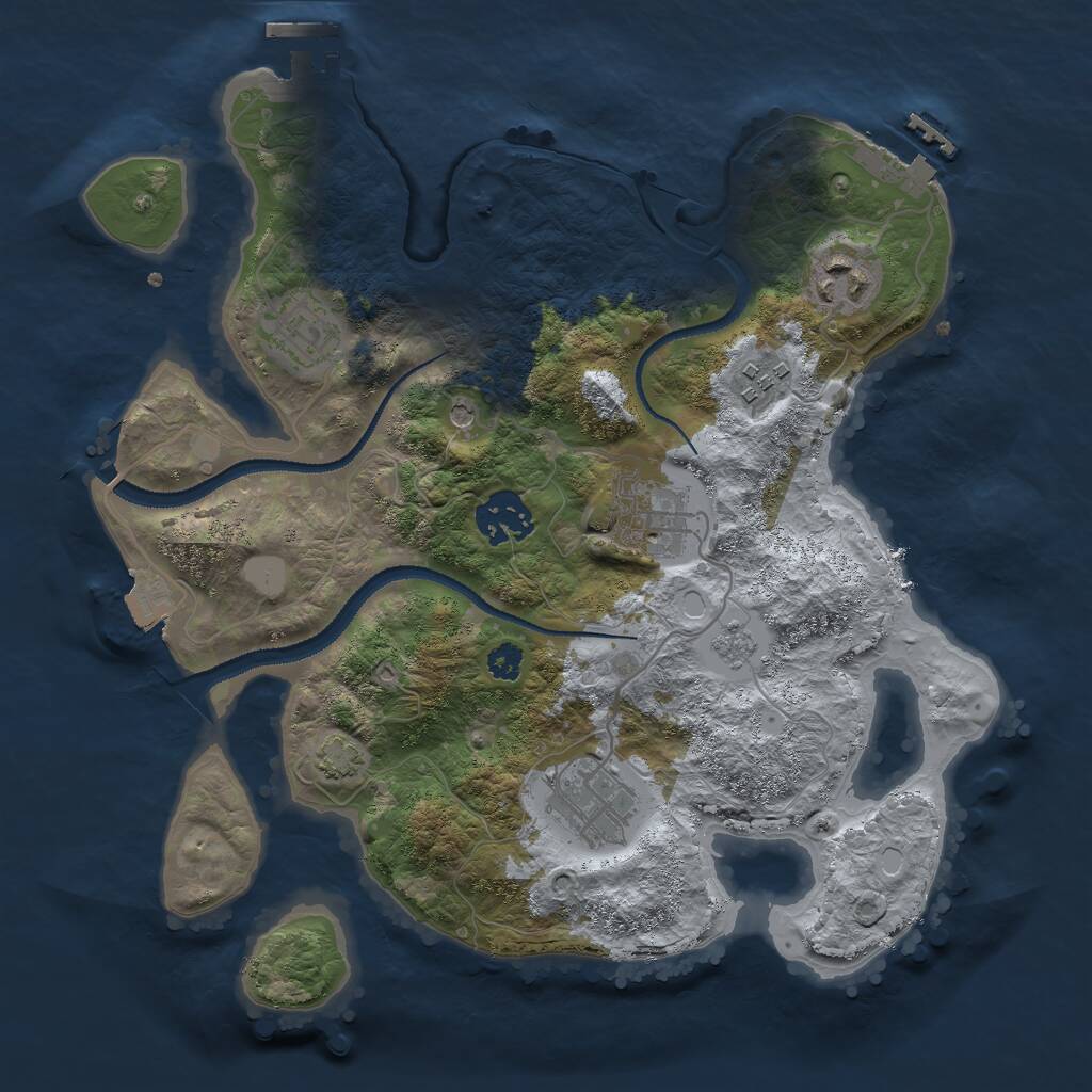 Rust Map: Procedural Map, Size: 3000, Seed: 923987128, 12 Monuments