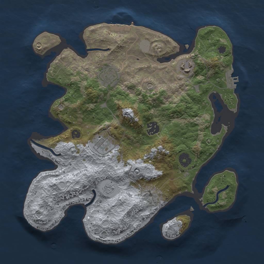 Rust Map: Procedural Map, Size: 3000, Seed: 443912924, 13 Monuments