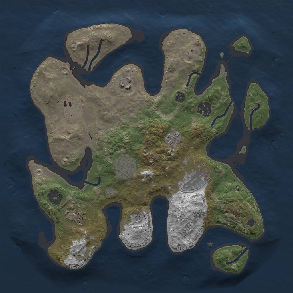 Rust Map: Procedural Map, Size: 3000, Seed: 794384207, 10 Monuments