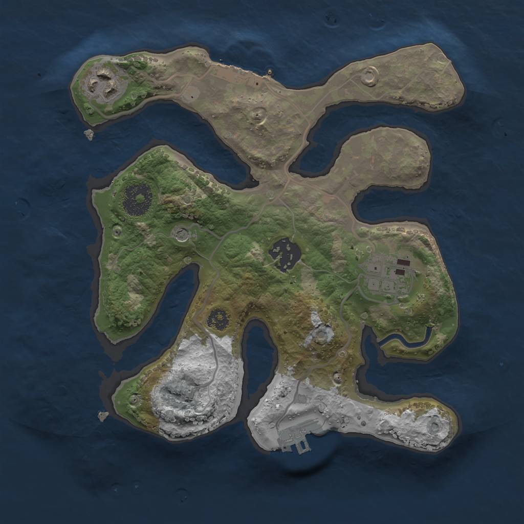 Rust Map: Procedural Map, Size: 2500, Seed: 999863294, 8 Monuments