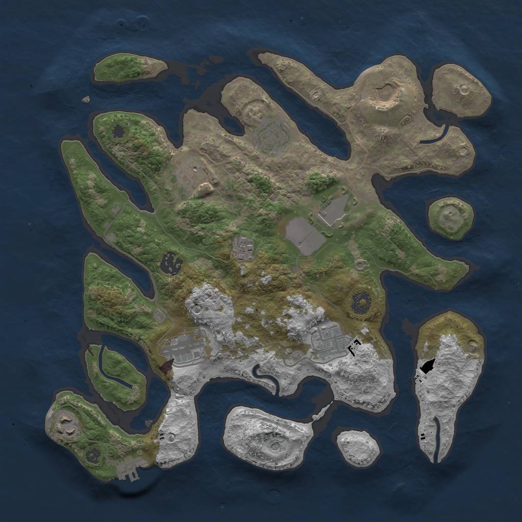 Rust Map: Procedural Map, Size: 3500, Seed: 1086504358, 13 Monuments