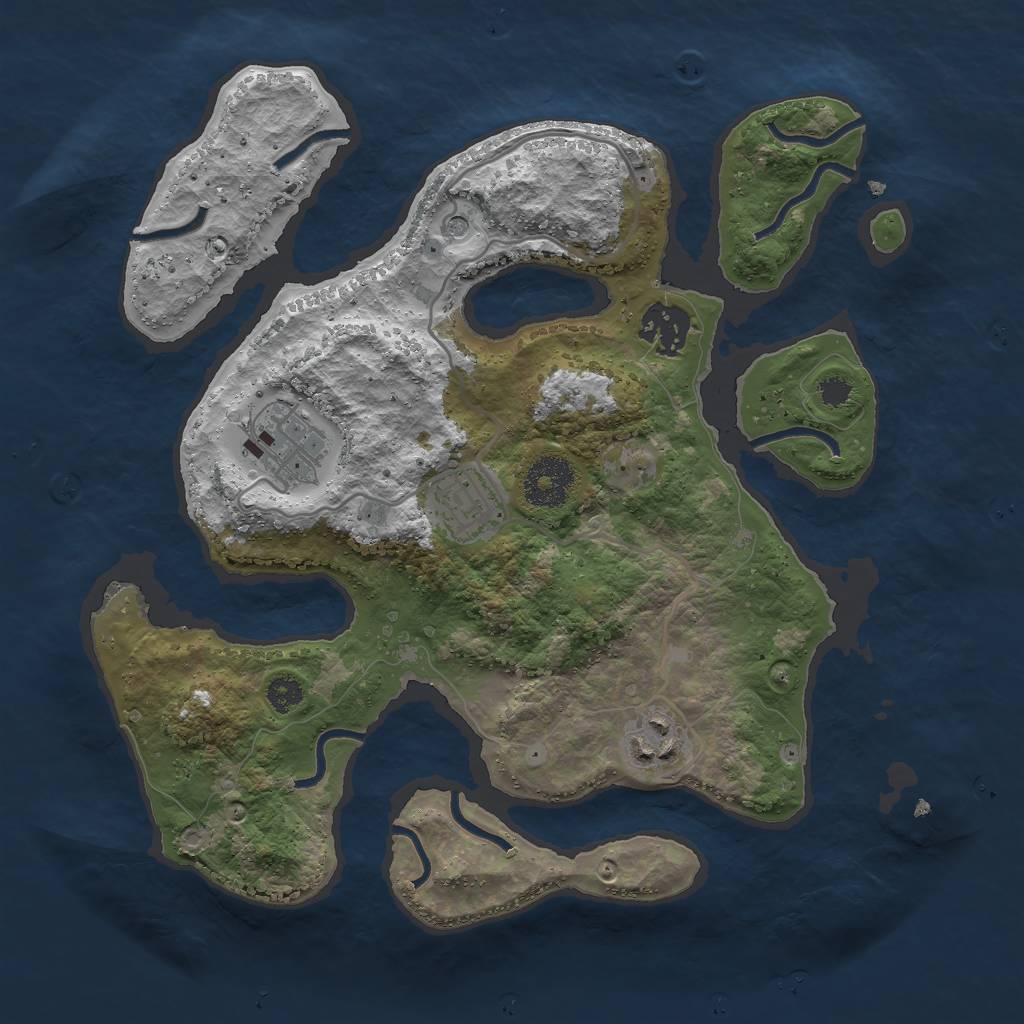 Rust Map: Procedural Map, Size: 3000, Seed: 139168343, 7 Monuments