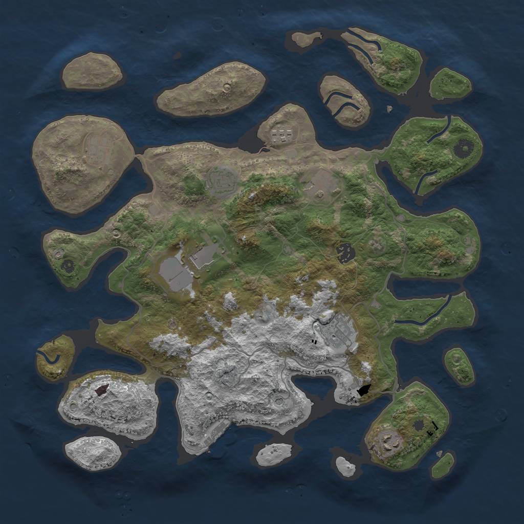 Rust Map: Procedural Map, Size: 4000, Seed: 123442344, 12 Monuments