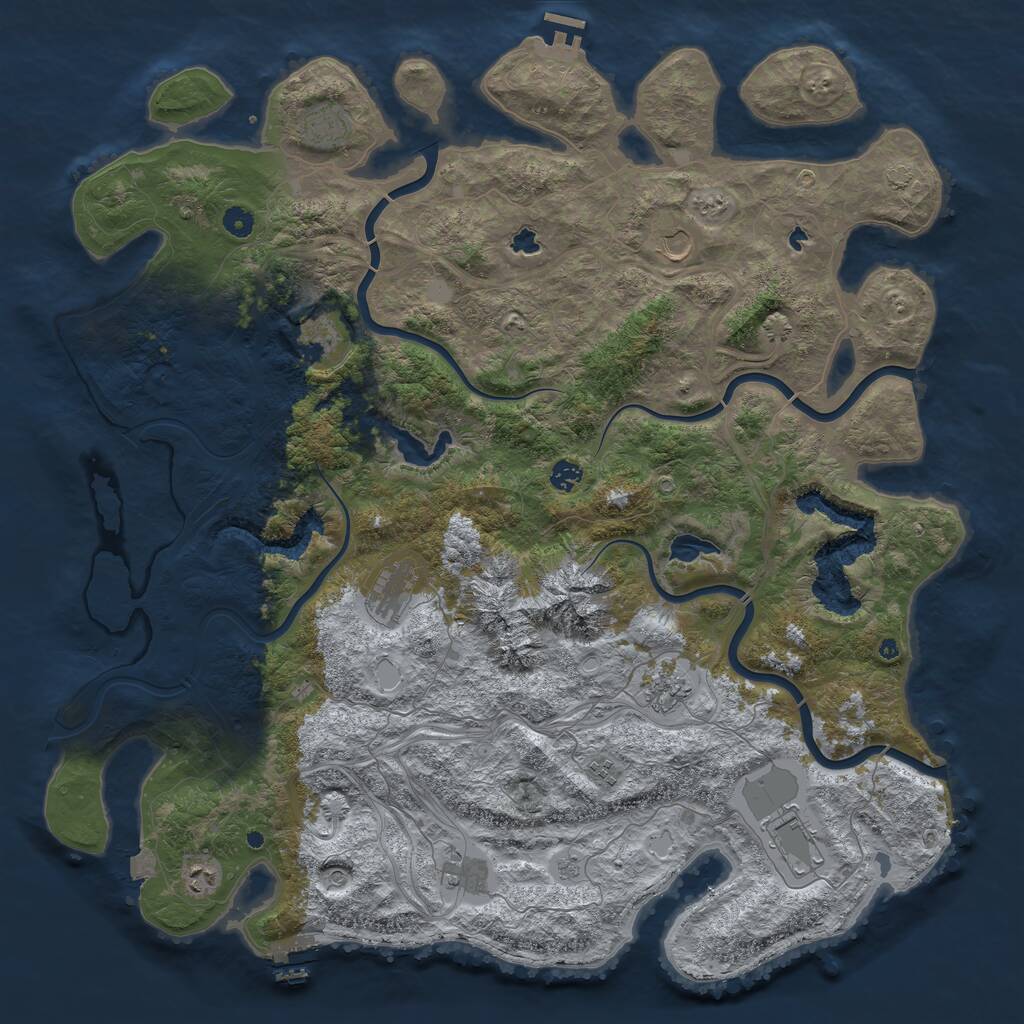 Rust Map: Procedural Map, Size: 5000, Seed: 115424374, 16 Monuments