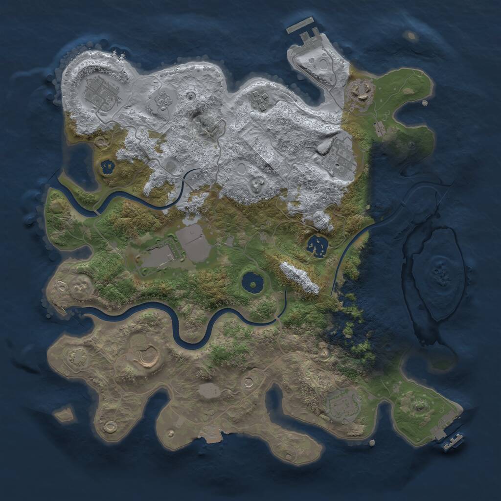 Rust Map: Procedural Map, Size: 3500, Seed: 239660, 14 Monuments