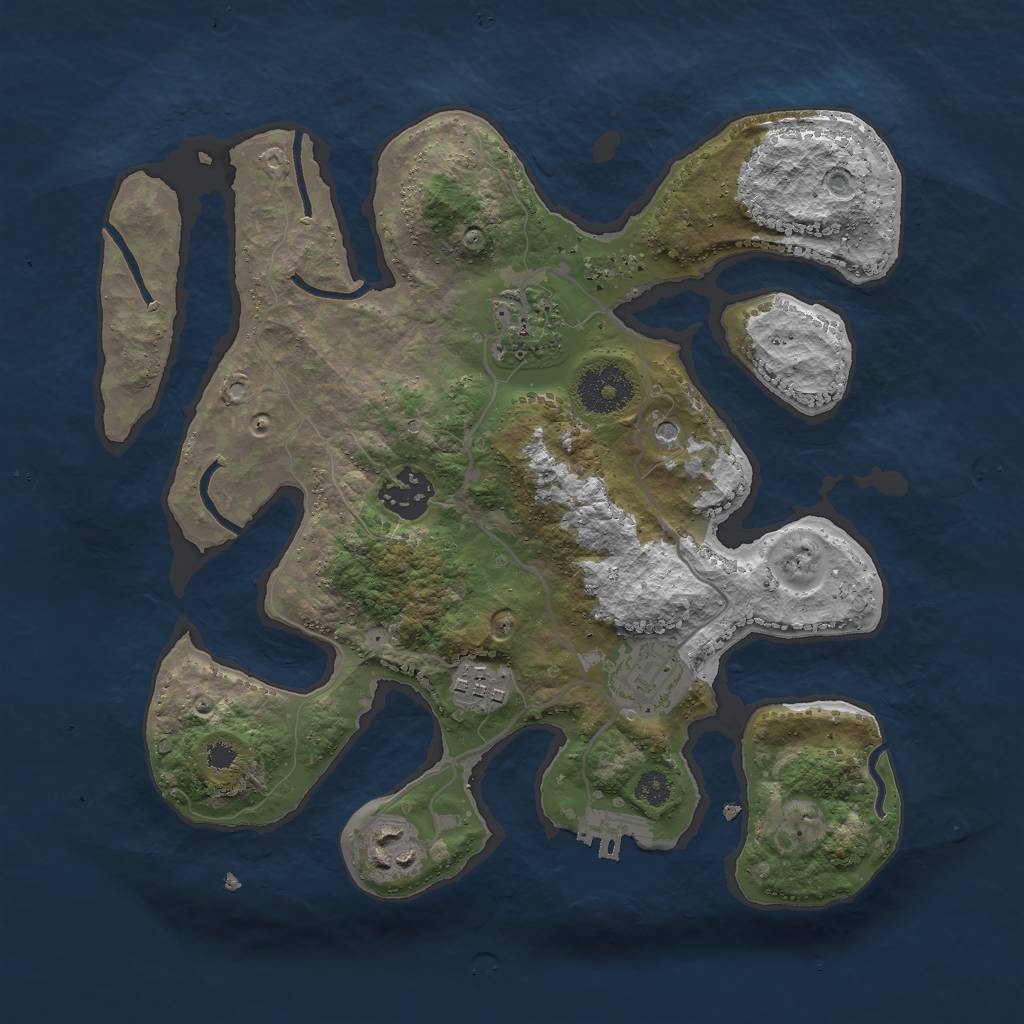 Rust Map: Procedural Map, Size: 3000, Seed: 1405246823, 9 Monuments