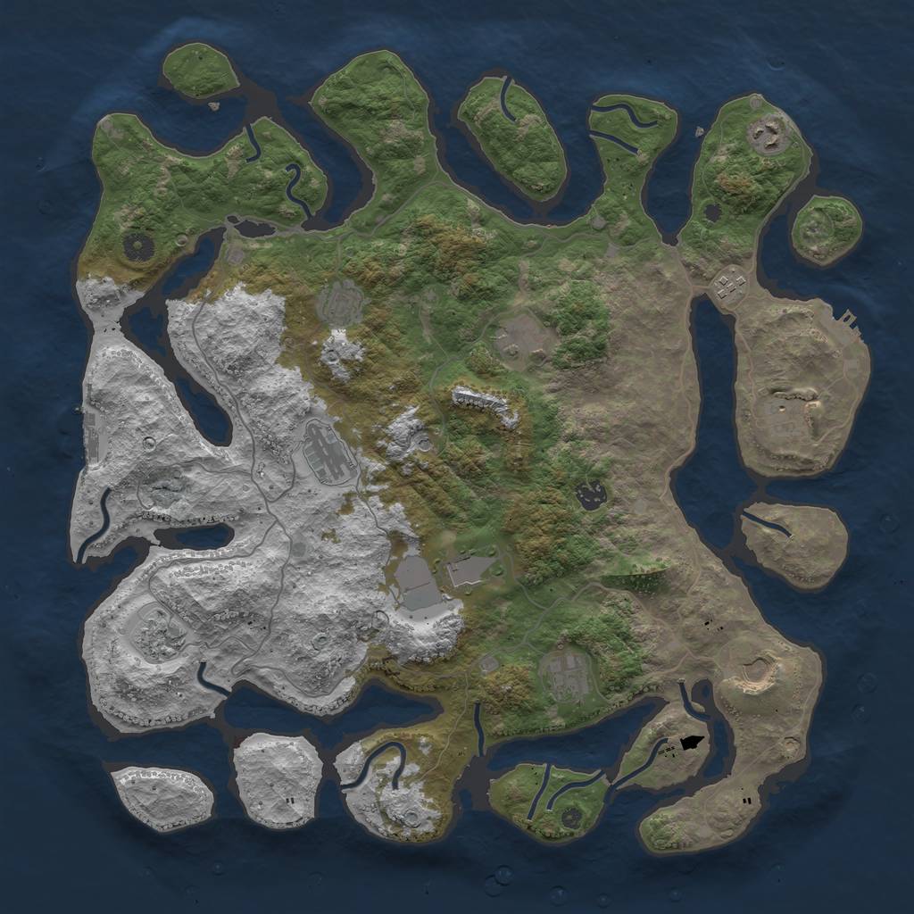 Rust Map: Procedural Map, Size: 4500, Seed: 366502, 16 Monuments