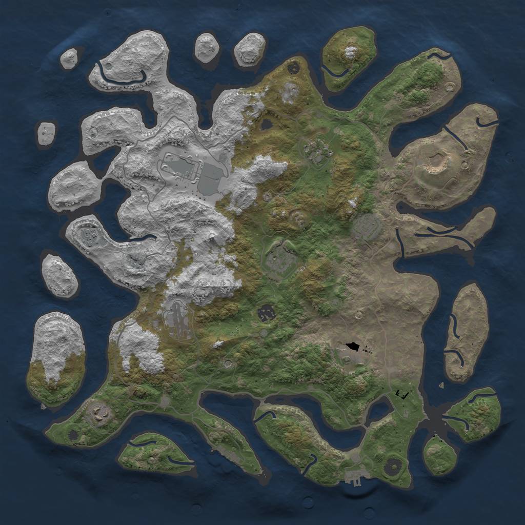 Rust Map: Procedural Map, Size: 4500, Seed: 439254, 15 Monuments